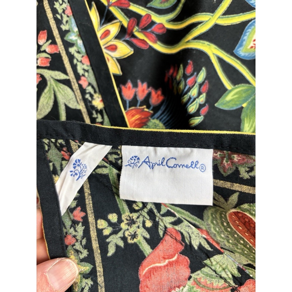 April Cornell Black Floral Tablecloth 60"x 88" French Country Farmhouse Cottage - Picture 5 of 6